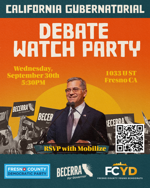 Debate Watch Party, September 30, 5:30 PM, 1033 U St, Fresno, CA